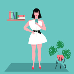 pillow challenge, a girl photographs herself in the mirror on the phone, quarantine fashion