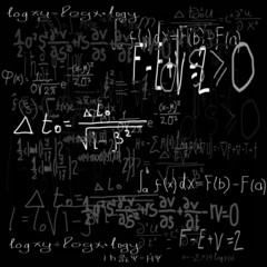 physical mathematical formulas on the blackboard collage texture