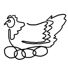 Chicken Continuous One Line Drawing