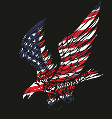 American flag eagle print and embroidery graphic design vector art
