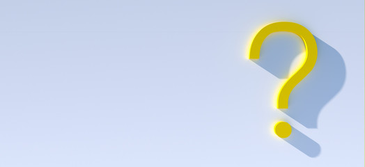 question mark in front of a red color wall background. Business support concept - 3D Rendering.