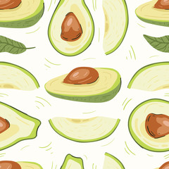 Avocado vector illustrations. Seamless pattern background. hand draw cartoon Scandinavian nordic design style for fashion or interior or cover or textile.