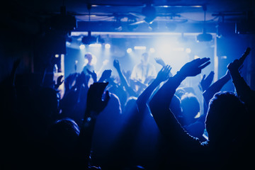 Fototapeta na wymiar silhouette of a concert crowd