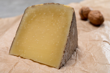 French cheese Comte, three varieties 1 year matured Prestige, fruity flavoured Fruite and Vieille Reserve