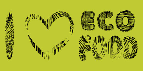 Black vegan symbol. Eco food lettering in glyph style. Love organic food. Vegetarian icon. Veganism logo, vegan diet sticker or ecological food product stamp. Vector