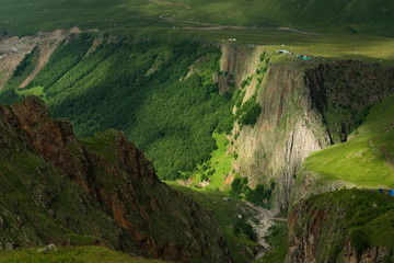 Beautiful summer landscape high in the mountains. The concept of relaxation in the mountains and...