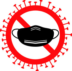 No wears mask sign, prohibition sign, ban