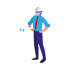 industrial worker man working with face mask