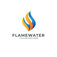 Flame Logo Vector Icon Template. Creative Flame Water Modern Logo Design. Fire Logo with a Water Shape  Awesome Element for Company.