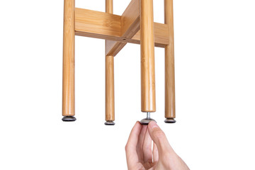 Wooden stand for home plants. Instructions for building a flower stand.  photos isolated on a white background.