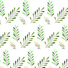 Green, yellow on white natural leaves pattern. Art Vector Background. 
