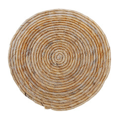 straw round decor isolated on white background. Details of modern boho bohemian scandinavian and minimal style eco design interior