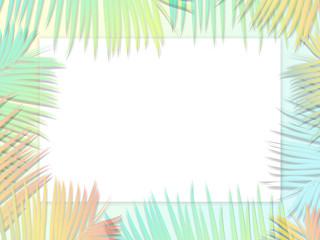 Fototapeta na wymiar Flat lay palm leaves with blank copy space. Creative seasonal summer concept for background.