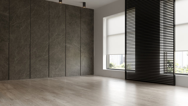 Interior of empty modern living room 3D rendering