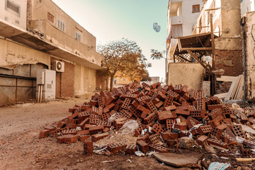 old damaged street in Hurghada Egypt