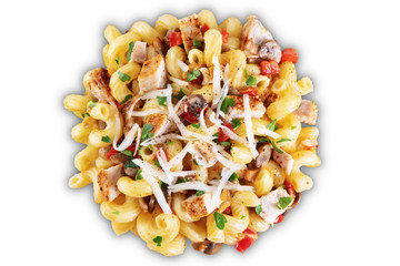 Roasted chicken mushroom pepper pasta