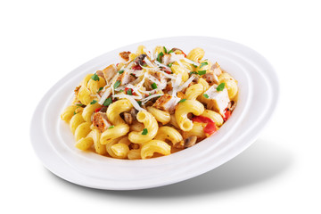 Roasted chicken mushroom pepper pasta