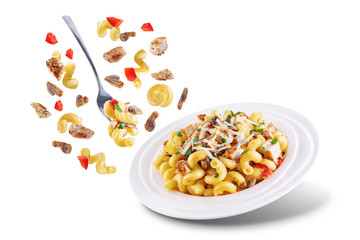 Roasted chicken mushroom pepper pasta