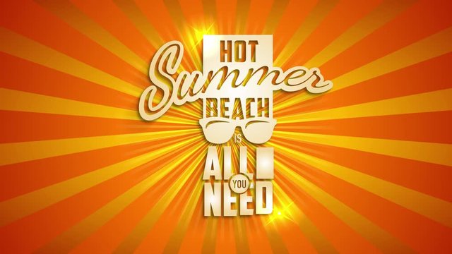 eye catching traveling agency idea with quote hot summer beach is all you need written with 3d effect lettering over retro sun light rays
