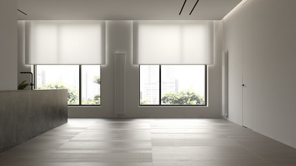 Interior of empty modern living room 3D rendering