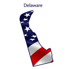 Delaware full of American flag waving in the wind