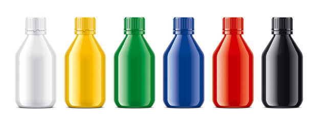 Colored Bottles set. Non-transparent Glossy version. 