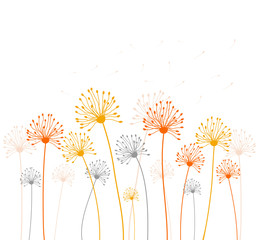 Obraz premium Colored dandelion background. Vector illustration