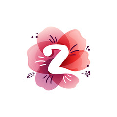 Z letter logo at watercolor overlapping flower.