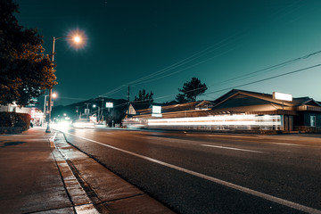 busy street at night in California