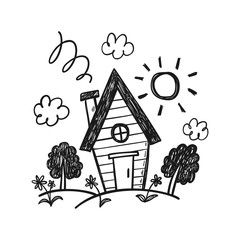 Hand drawn doodle house