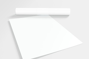 Blank poster flyer letterheads with window overlay shadow on grey background as template for design presentation, event promotion, portfolio etc.