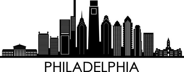 PHILADELPHIA City Pennsylvania Skyline Silhouette Cityscape Vector