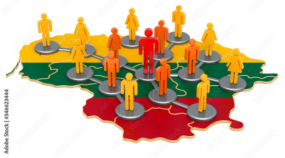 Poster contact tracing system in lithuania, 3d rendering