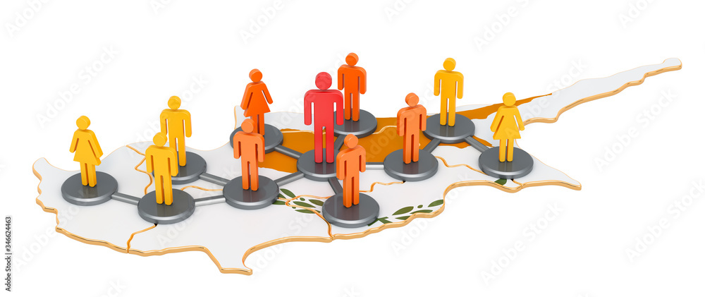 Poster contact tracing system in cyprus, 3d rendering