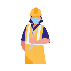 industrial worker man working with face mask