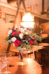 Wedding bouquet of flowers on a table