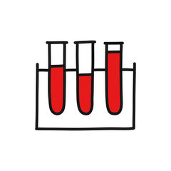 blood test tube doodle icon, vector illustration