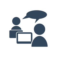 Group of business people working in office and talking. Flat icon design.