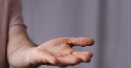 a empty hand from a man isolated