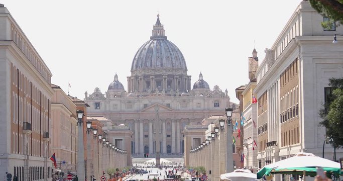 Cathedral basilica in Vatican city center of Rome Italy. Saint Peter's Basilica. The Papal Basilica of Saint Peter in the Vatican