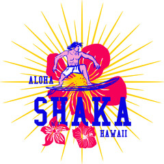 Aloha shaka surfer embroidery graphic design vector art