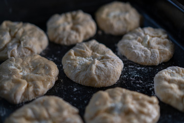 Preparation of buns with cottage cheese for baking