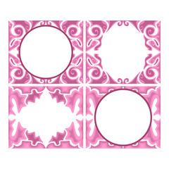 Vector Design of a Pink Leaf Box Frame with a Natural Theme