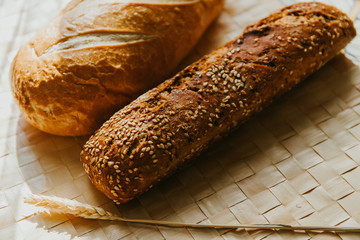still life with fresh bread, organic breakfast