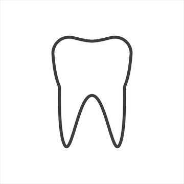 Tooth icon. Black flat symbol with shadow.