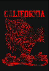 Fototapeta premium California Tattoo tribal tiger embroidery graphic design vector art
