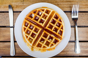 Waffle with syrup