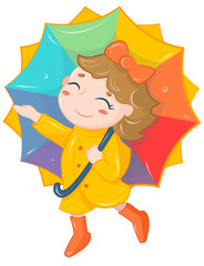 digital illustration "Happy girl under rainbow umbrella"