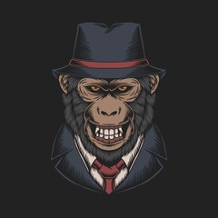 Mafia Monkey vector illustration
