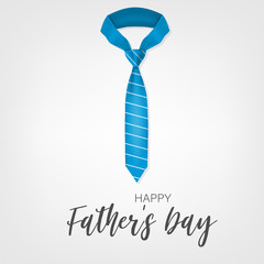 Father's Day banner background. Blue realistic tie. Vector illustration.